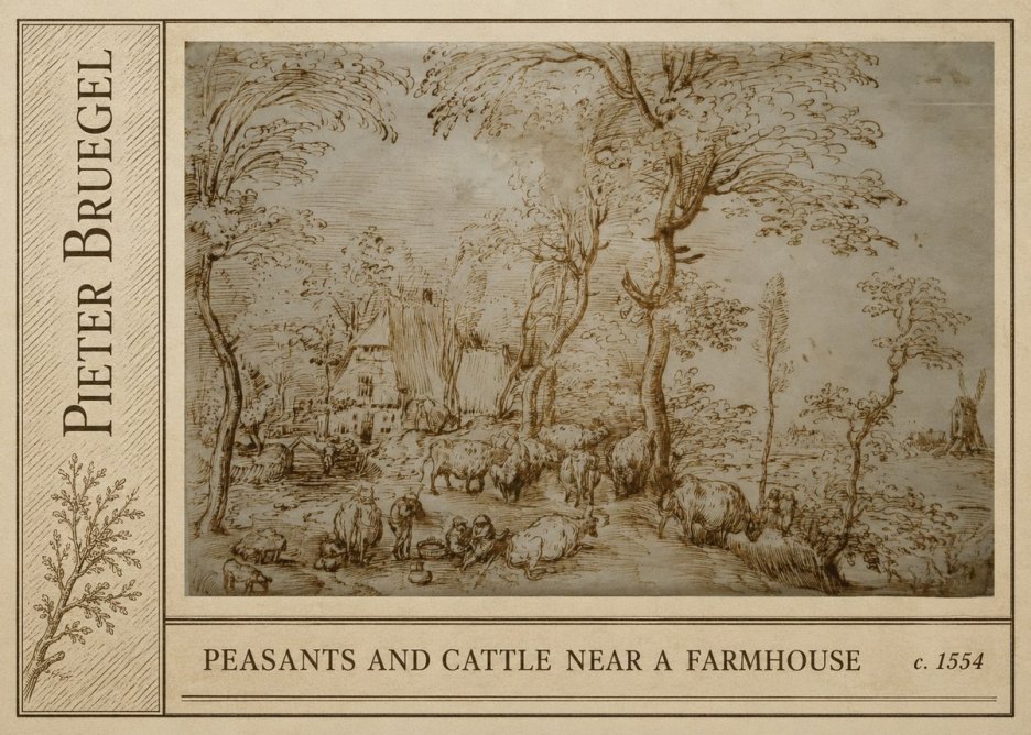 Pieter Bruegel Peasants and Cattle Near a Farmhouse No2 - Plakat