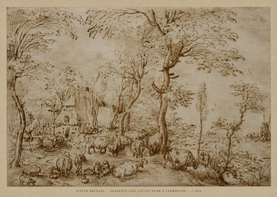 Pieter Bruegel Peasants and Cattle Near a Farmhouse No6 - Plakat