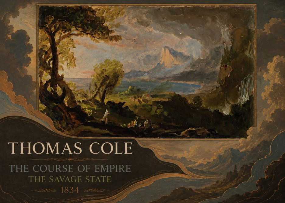 Thomas Cole The Course of Empire: the Savage State II No2 - Plakat