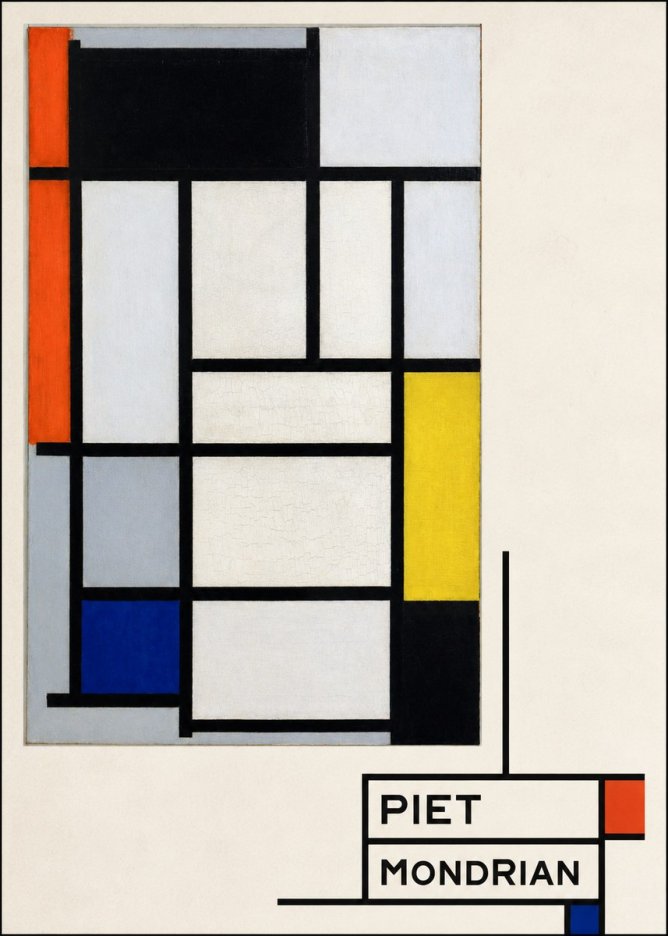 Piet Mondrian Composition with Red, Blue and Yellow No4 - Plakat