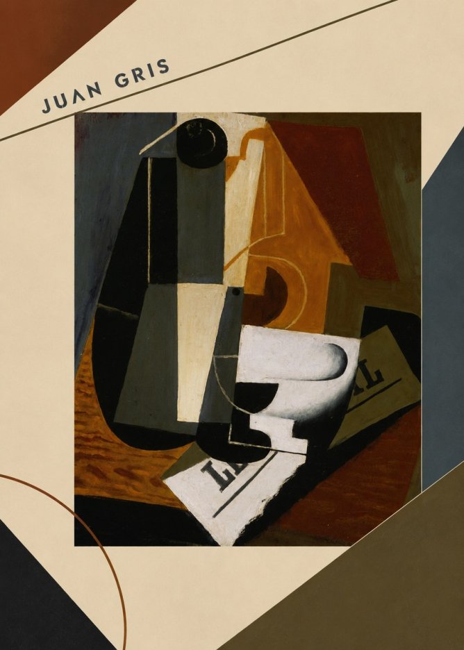 Juan Gris Glass and Bottle No6 - Plakat