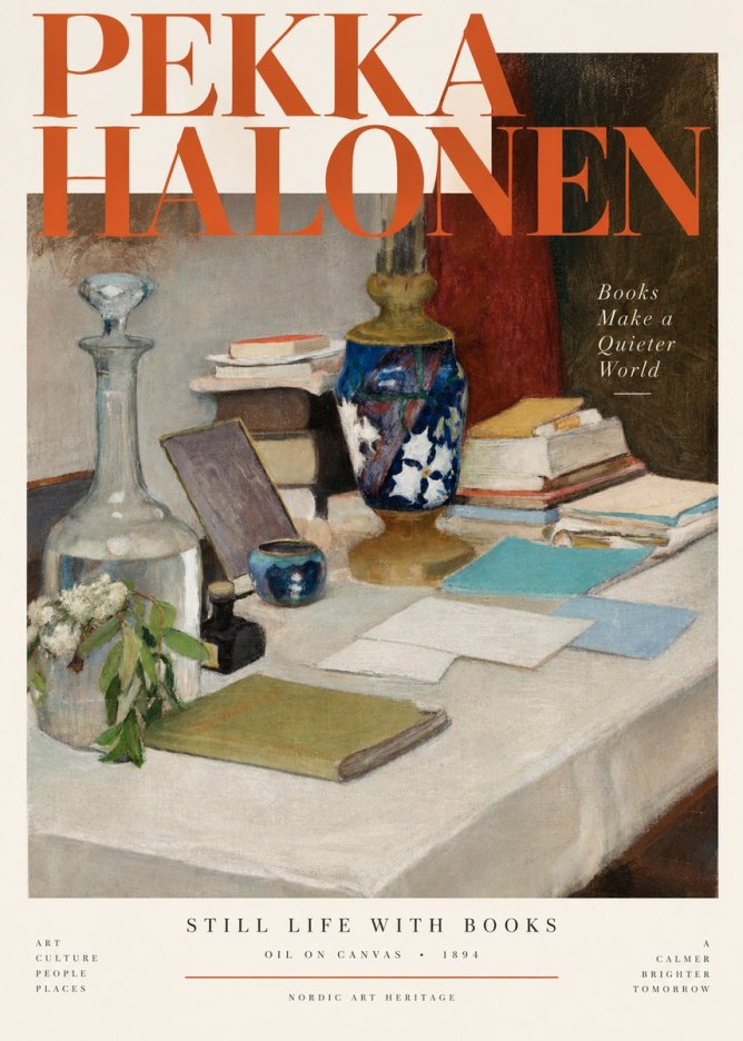 Pekka Halonen Still Life with Books No4 - Plakat