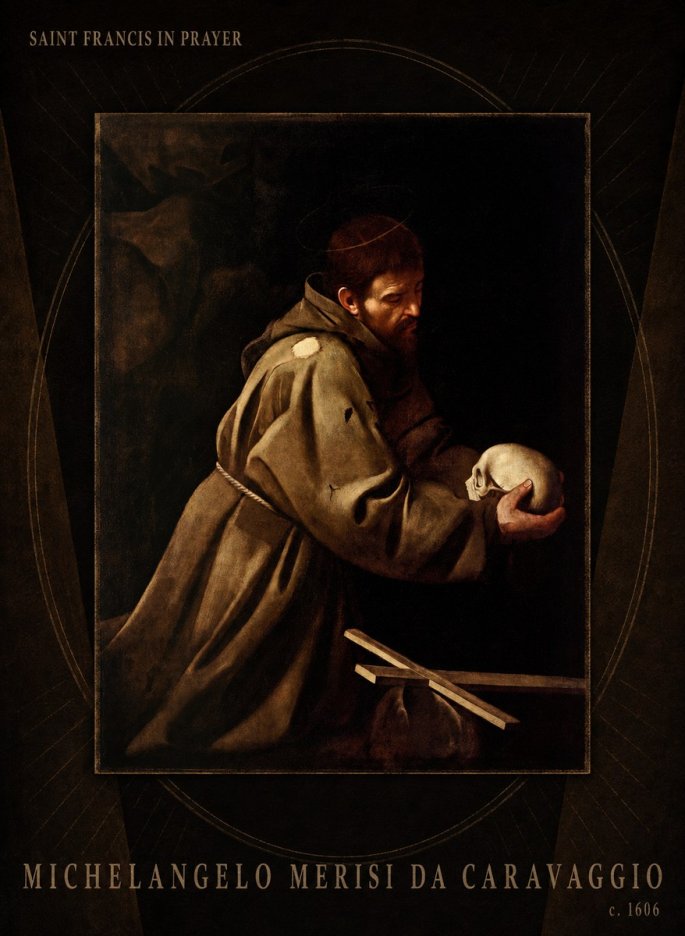 Michelangelo Merisi da Caravaggio Saint Francis in Prayer II No6 - Plakat