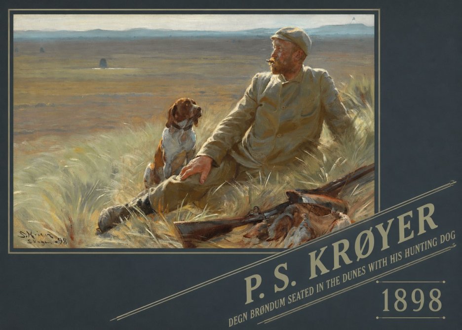P.S. Krøyer Degn Brøndum Seated in the Dunes with His Hunting Dog No6 - Plakat