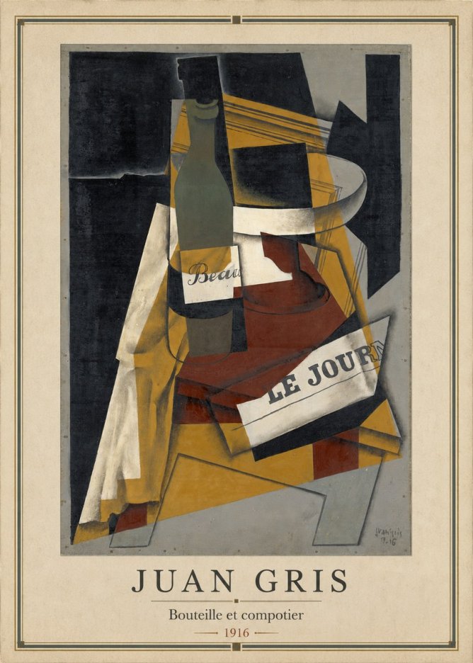 Juan Gris Bouteille Et Compotier No3 - Plakat