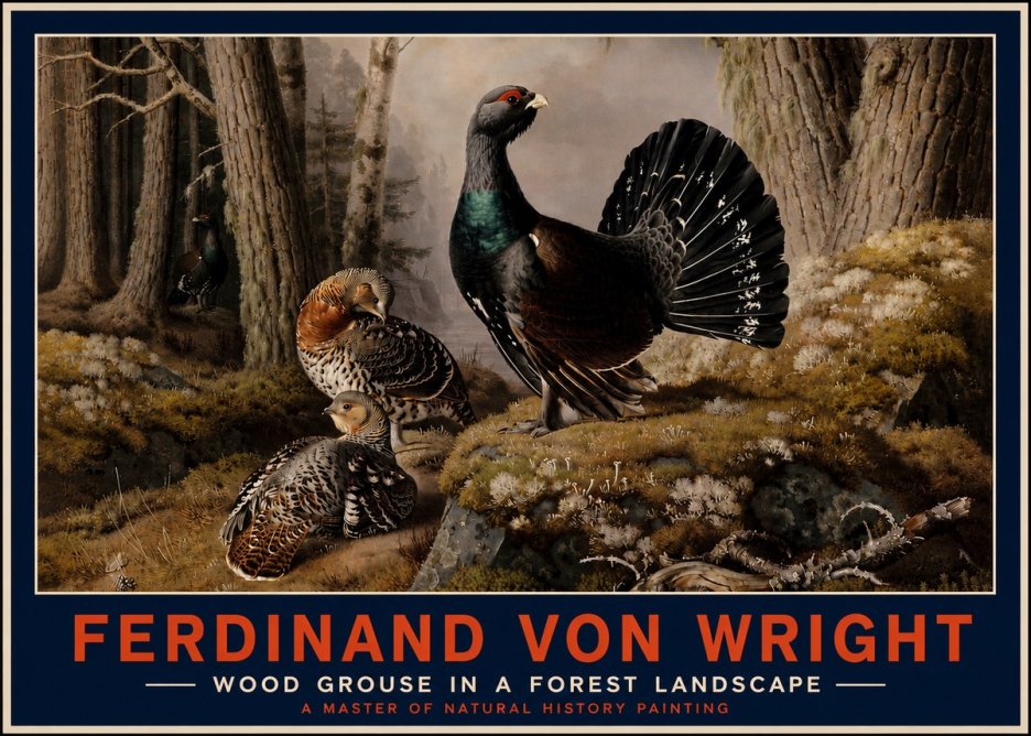 Ferdinand von Wright Wood Grouse in a Forest Landscape No4 - Plakat