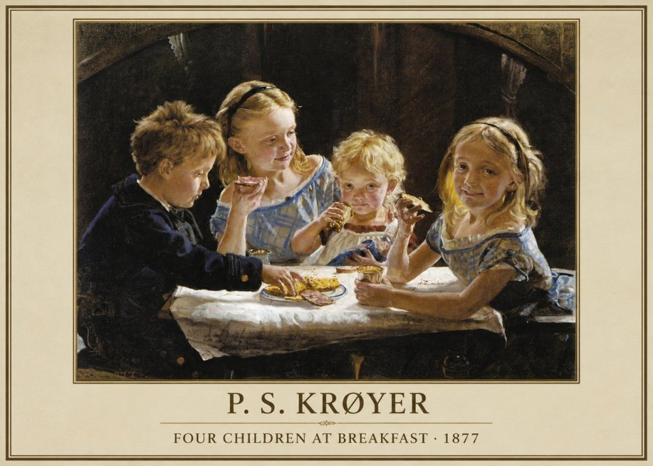 P.S. Krøyer Four Children at Breakfast No4 - Plakat