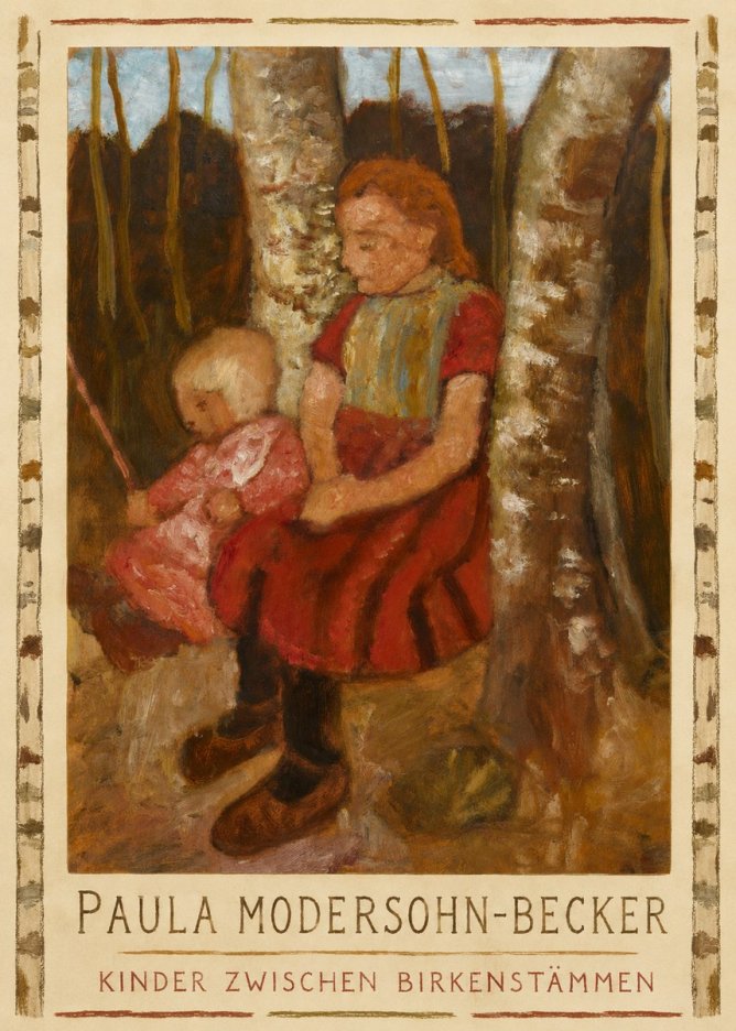 Paula Modersohn-Becker Kinder Zwischen Birkenstämmen No1 - Plakat
