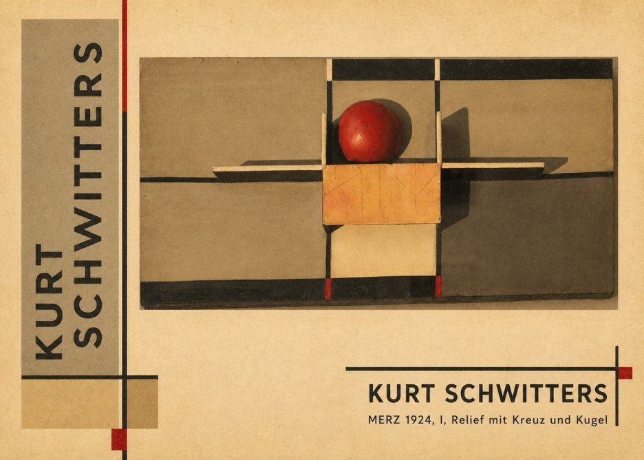 Kurt Schwitters Merz 1924, I, Relief Mit Kreuz Und Kugel No2 - Plakat