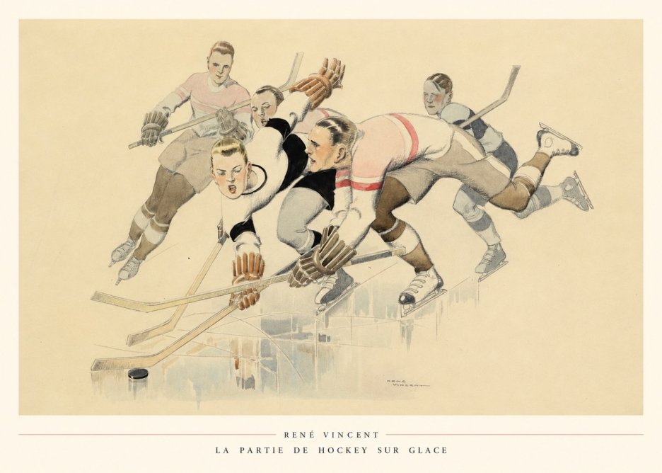 René Vincent La Partie De Hockey Sur Glace No6 - Plakat