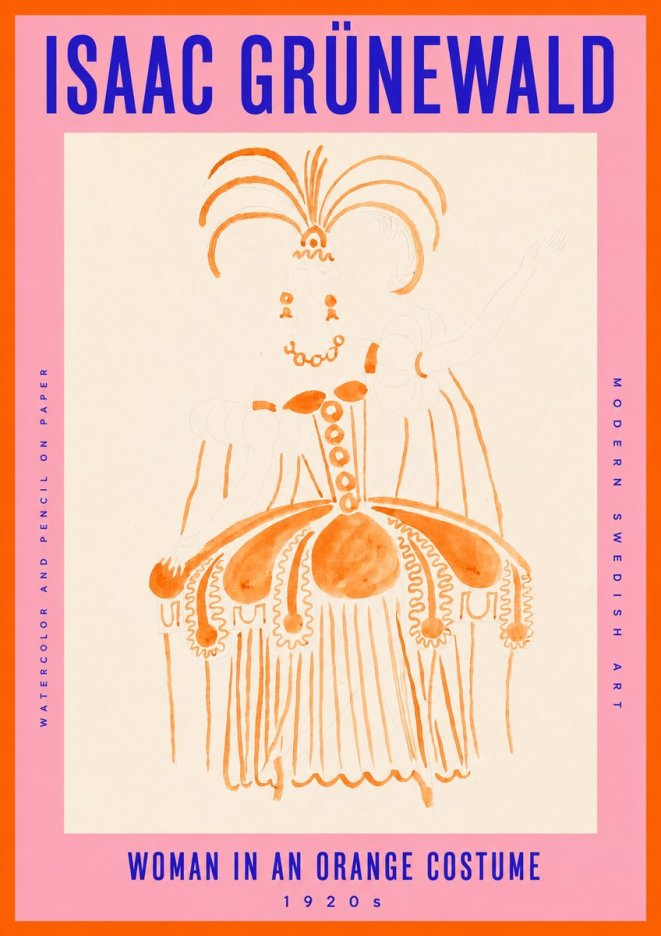 Isaac Grünewald Woman in an Orange Costume No2 - Plakat
