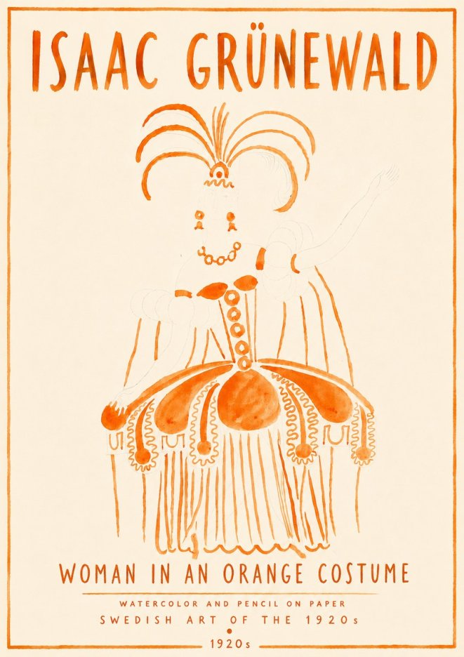Isaac Grünewald Woman in an Orange Costume No6 - Plakat