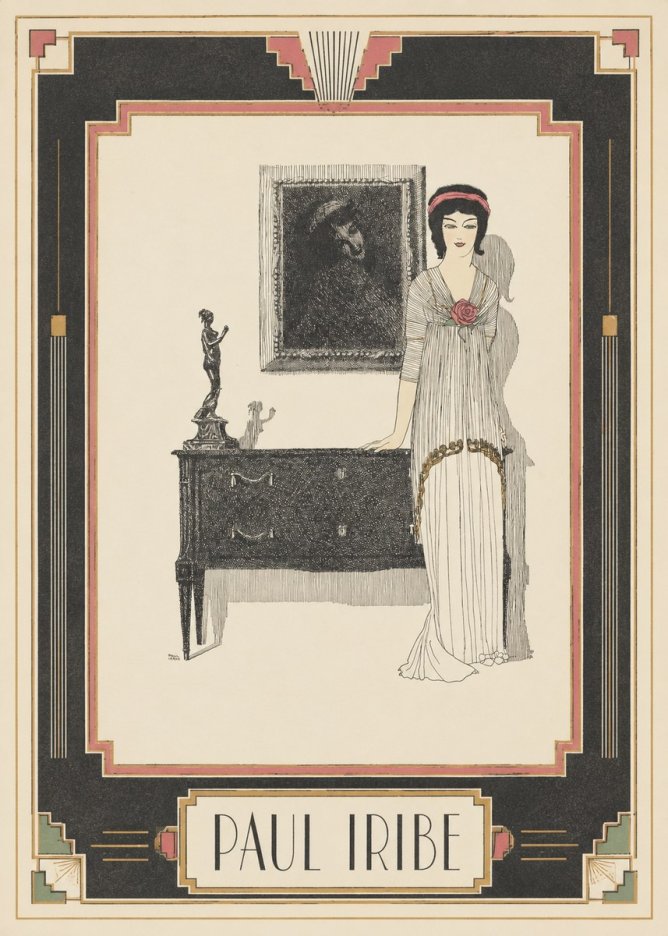 Paul Iribe Elegant Figure in Art Deco Interior No4 - Plakat