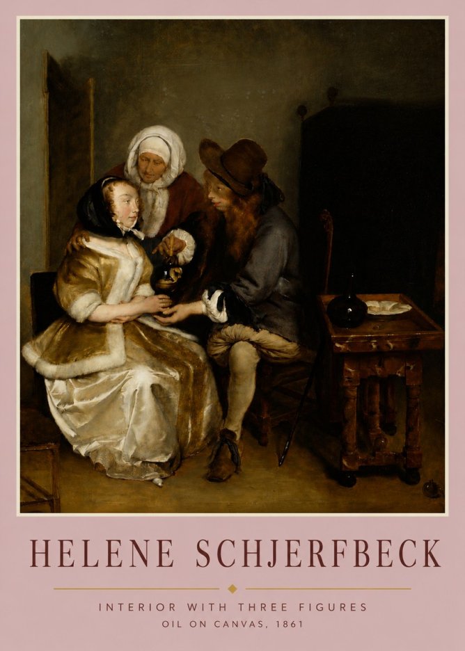 Helene Schjerfbeck Interior with Three Figures No4 - Plakat
