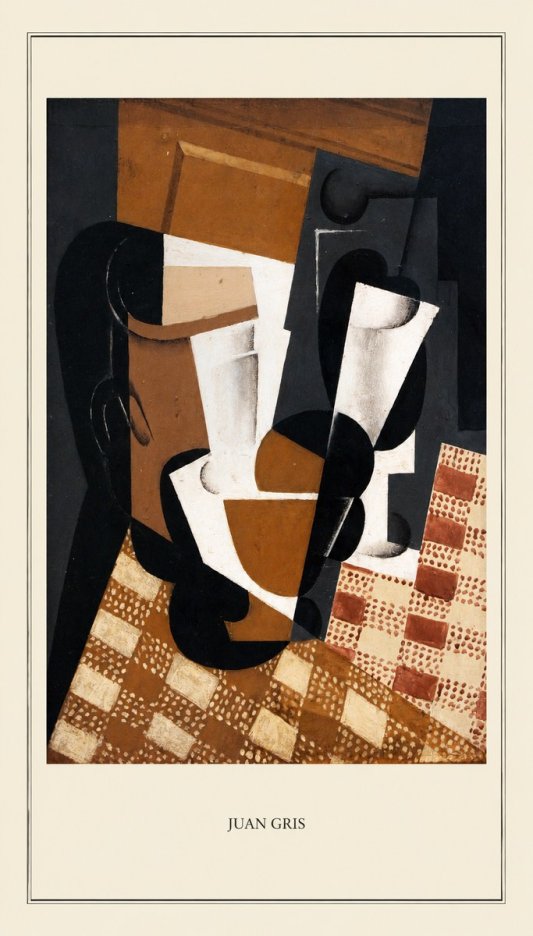 Juan Gris Cubist Still Life with Glass and Tablecloth No4 - Plakat