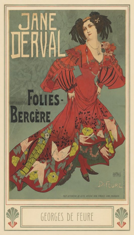 Georges de Feure Jane Derval - Folies-bergère III No3 - Plakat