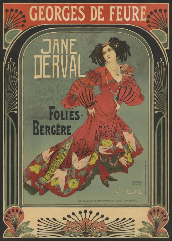 Georges de Feure Jane Derval - Folies-bergère III No4 - Plakat