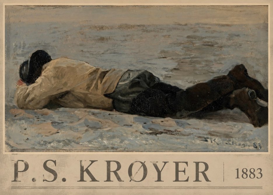 P.S. Krøyer Fisherman Lying on the Beach No3 - Plakat