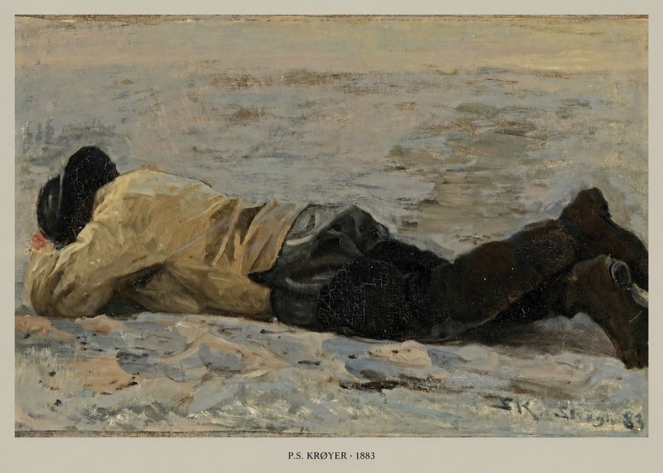 P.S. Krøyer Fisherman Lying on the Beach No5 - Plakat