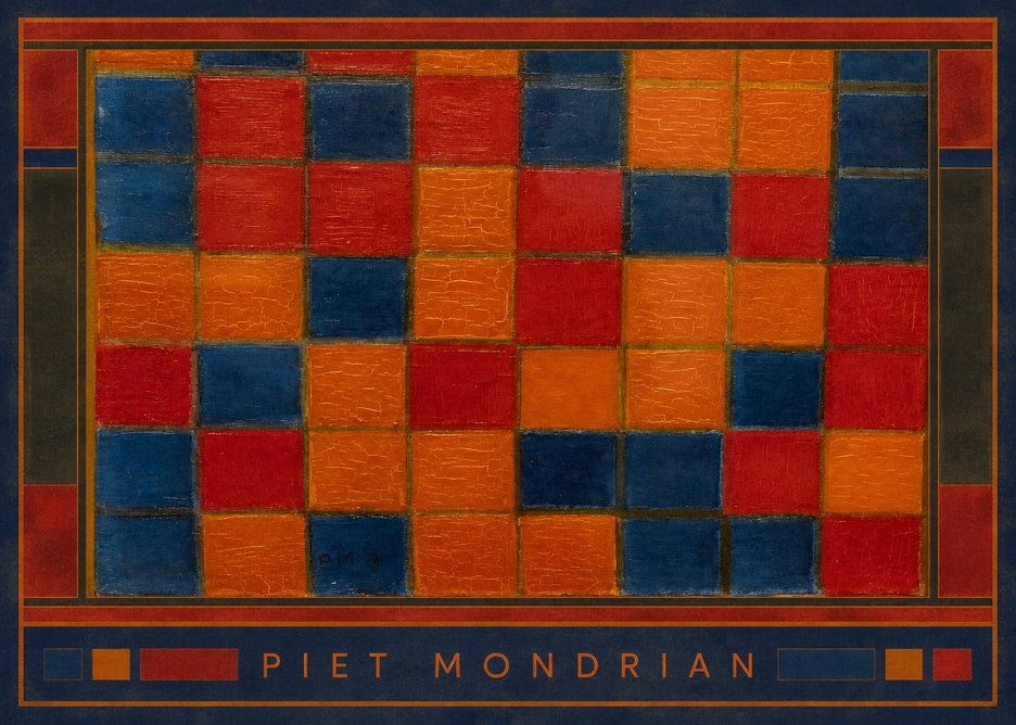 Piet Mondrian Checkerboard Composition with Dark Colors No3 - Plakat