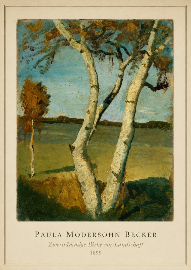 Paula Modersohn-Becker Zweistämmige Birke Vor Landschaft No3 - Plakat