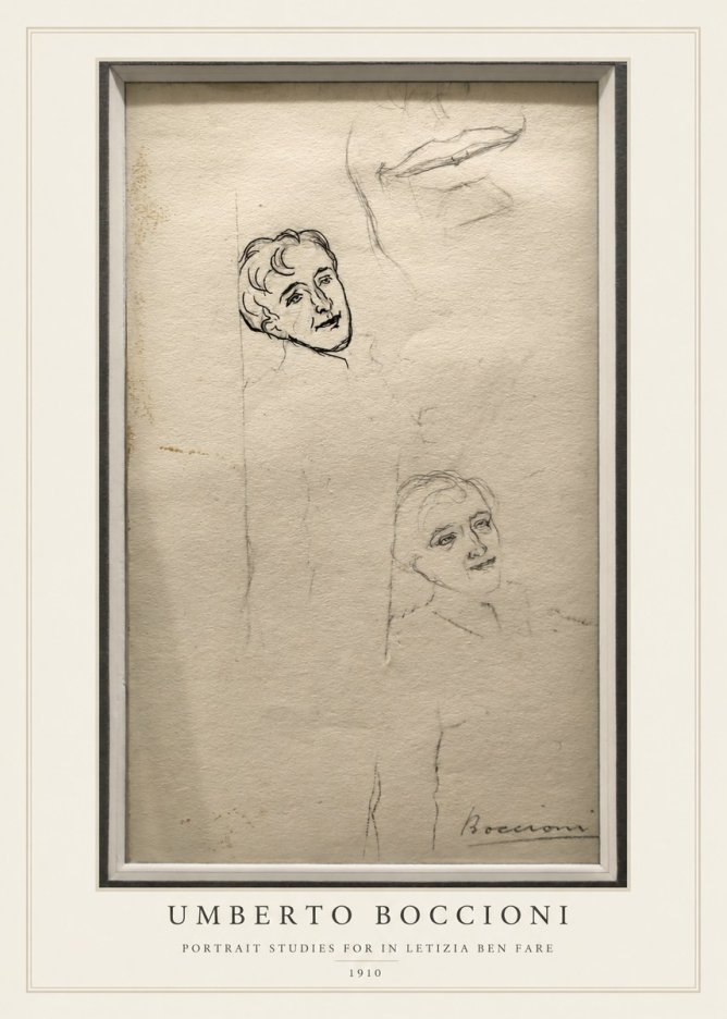 Umberto Boccioni Portrait Studies for in Letizia Ben Fare No3 - Plakat