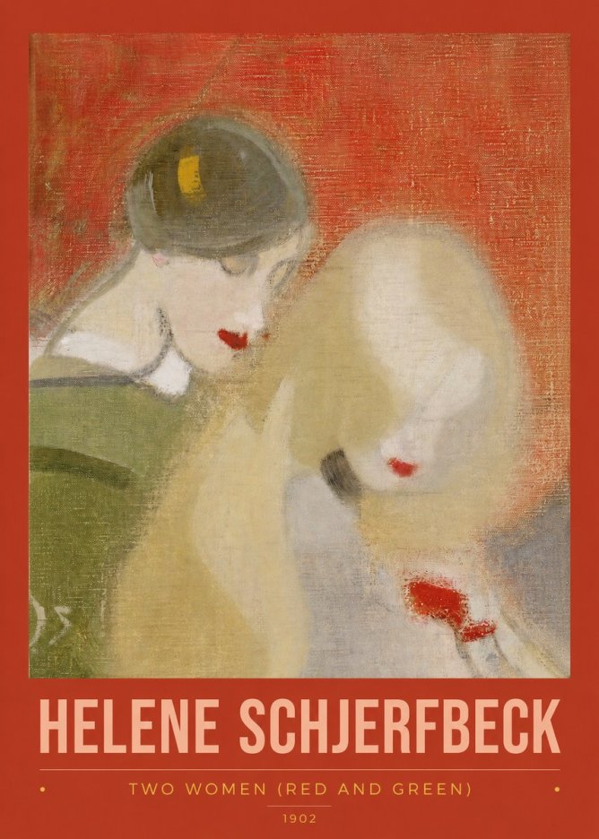 Helene Schjerfbeck Two Women (Red and Green) No2 - Plakat