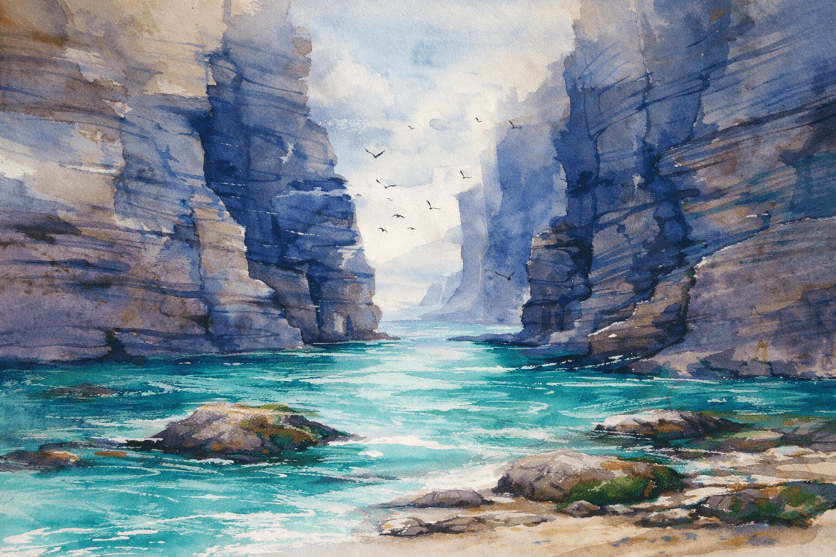 Sculpted Cliffside Waves