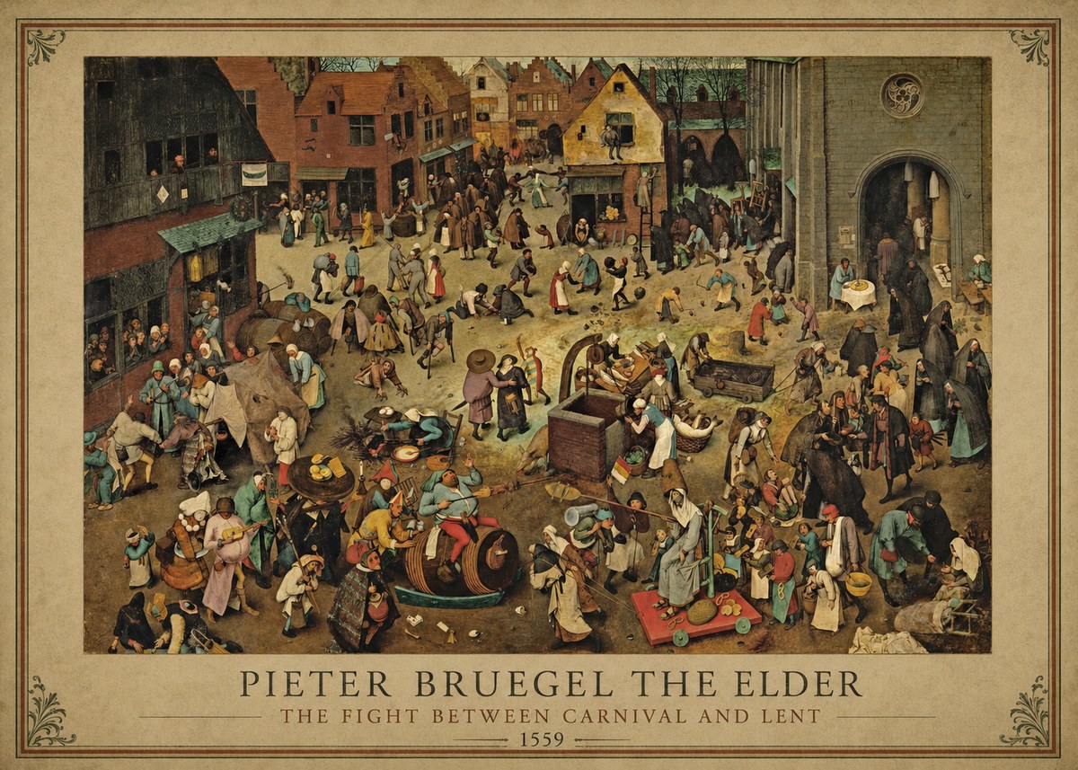 Pieter Bruegel The Fight Between Carnival and Lent I No1 - Plakat