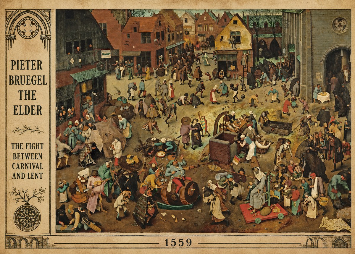 Pieter Bruegel The Fight Between Carnival and Lent I No2 - Plakat