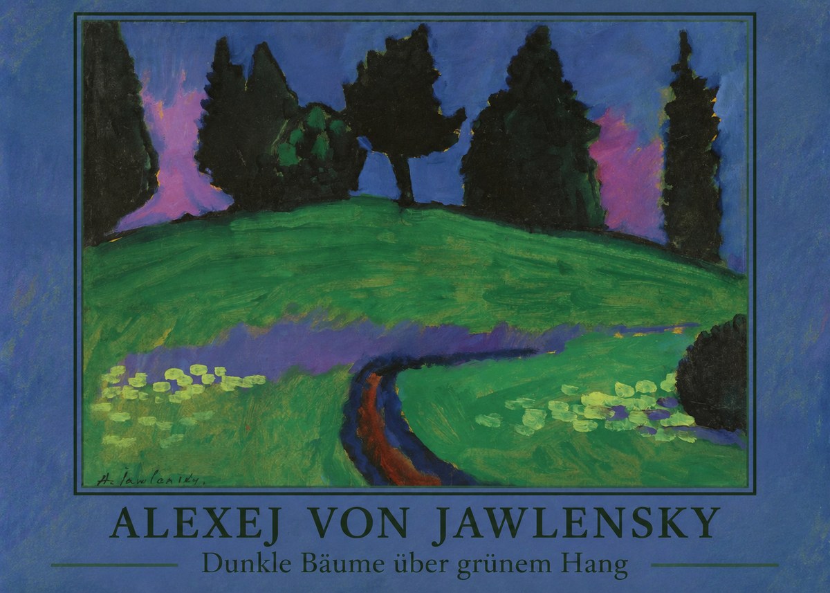 Alexej von Jawlensky Dunkle Bäume Über Grünem Hang No2 - Plakat