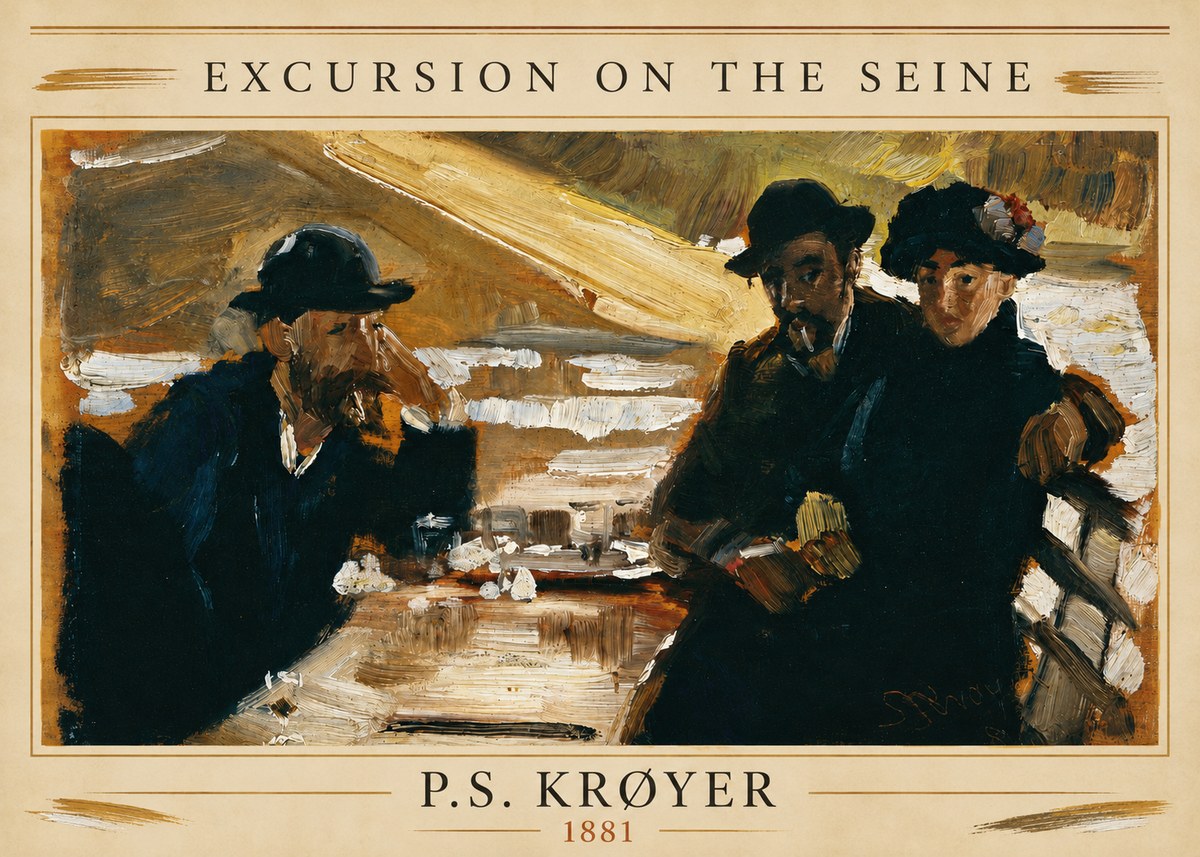 P.S. Krøyer Excursion on the Seine No3 - Plakat