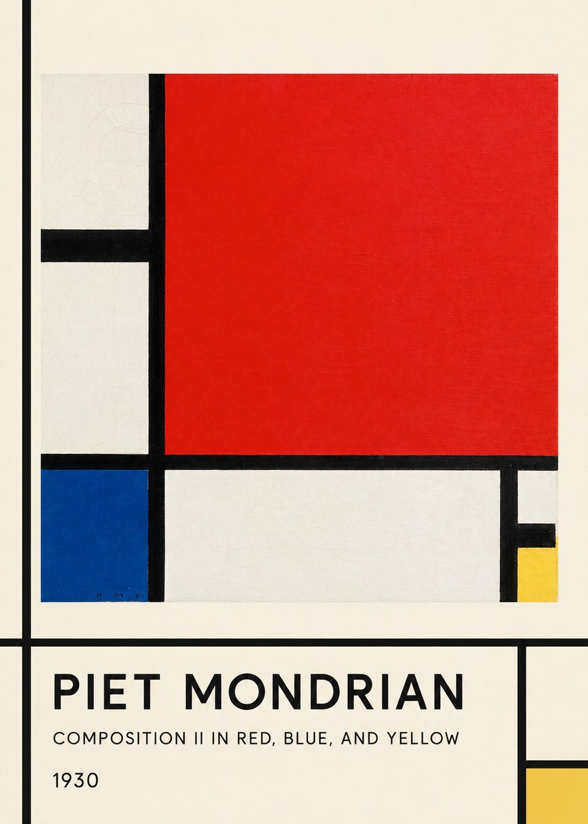 Piet Mondrian Composition Ii in Red, Blue, and Yellow No1 - Plakat