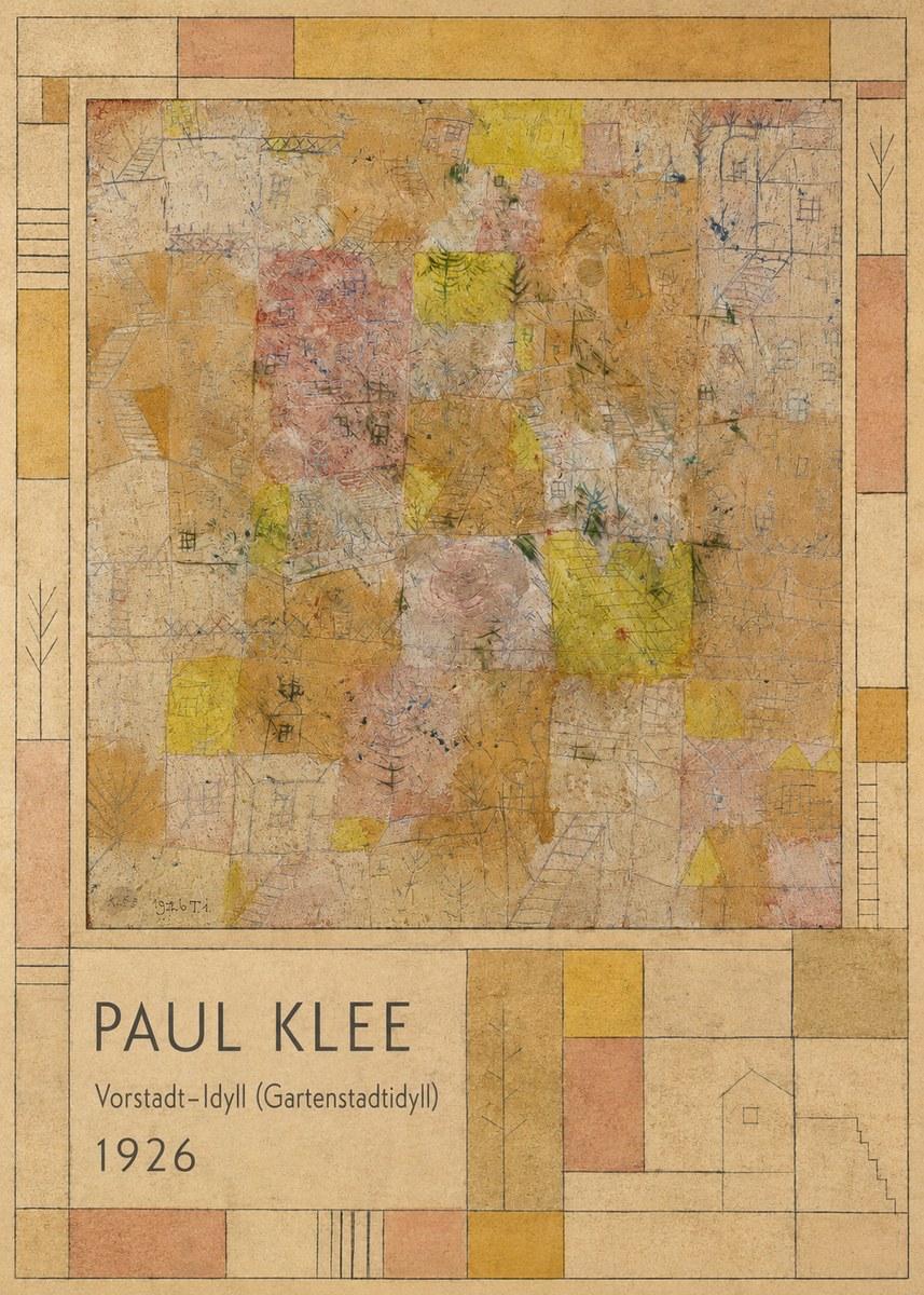 Paul Klee Vorstadt-idyll (Gartenstadtidyll) No4 - Plakat