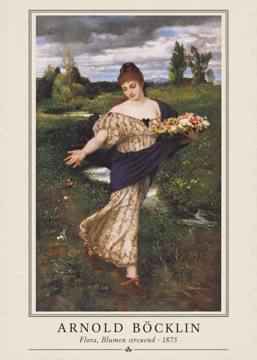 Arnold Böcklin Flora, Blumen Streuend I No1 - Plakat