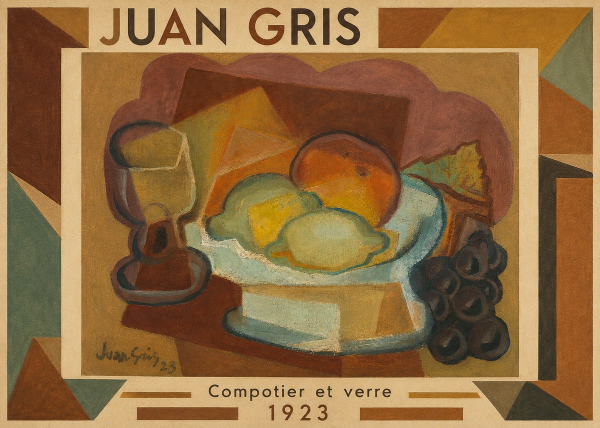 Juan Gris Compotier Et Verre No1 - Plakat
