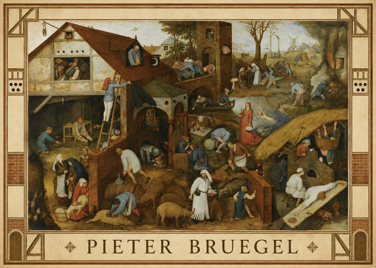 Pieter Bruegel Netherlandish Proverbs I No2 - Plakat