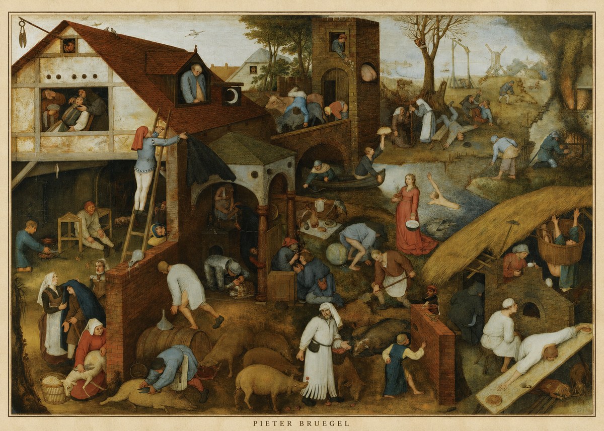 Pieter Bruegel Netherlandish Proverbs I No5 - Plakat