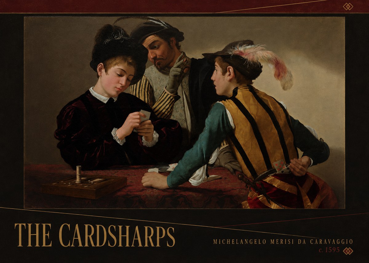 Michelangelo Merisi da Caravaggio The Cardsharps I No4 - Plakat