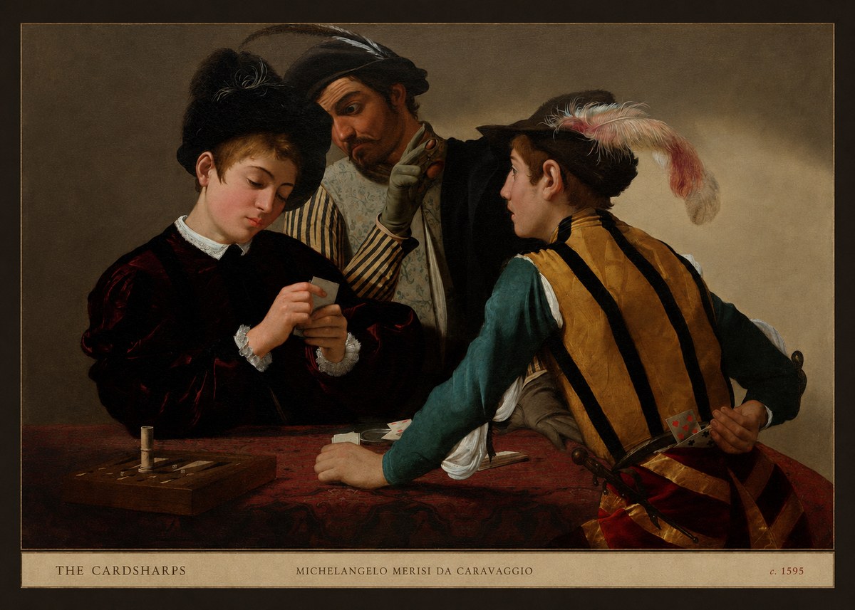 Michelangelo Merisi da Caravaggio The Cardsharps I No5 - Plakat