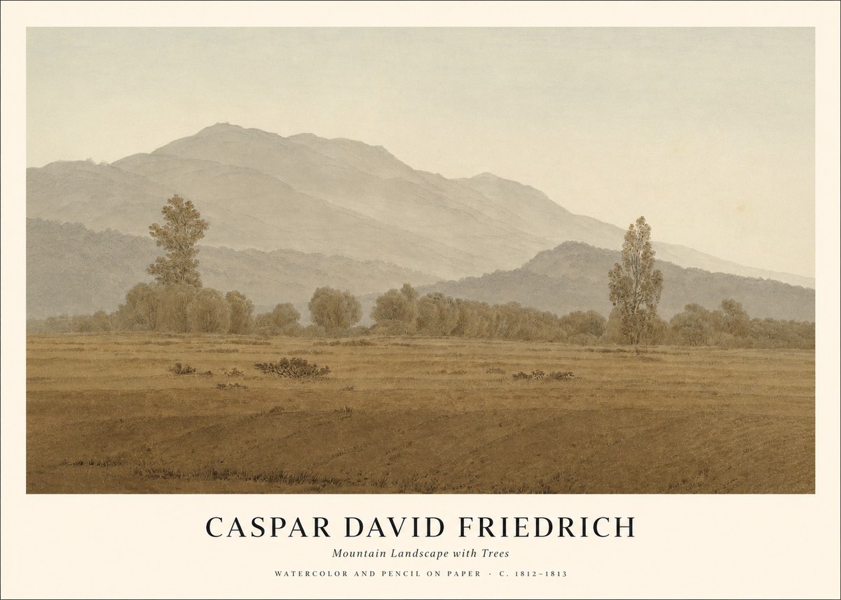 Caspar David Friedrich Mountain Landscape with Trees No1 - Plakat