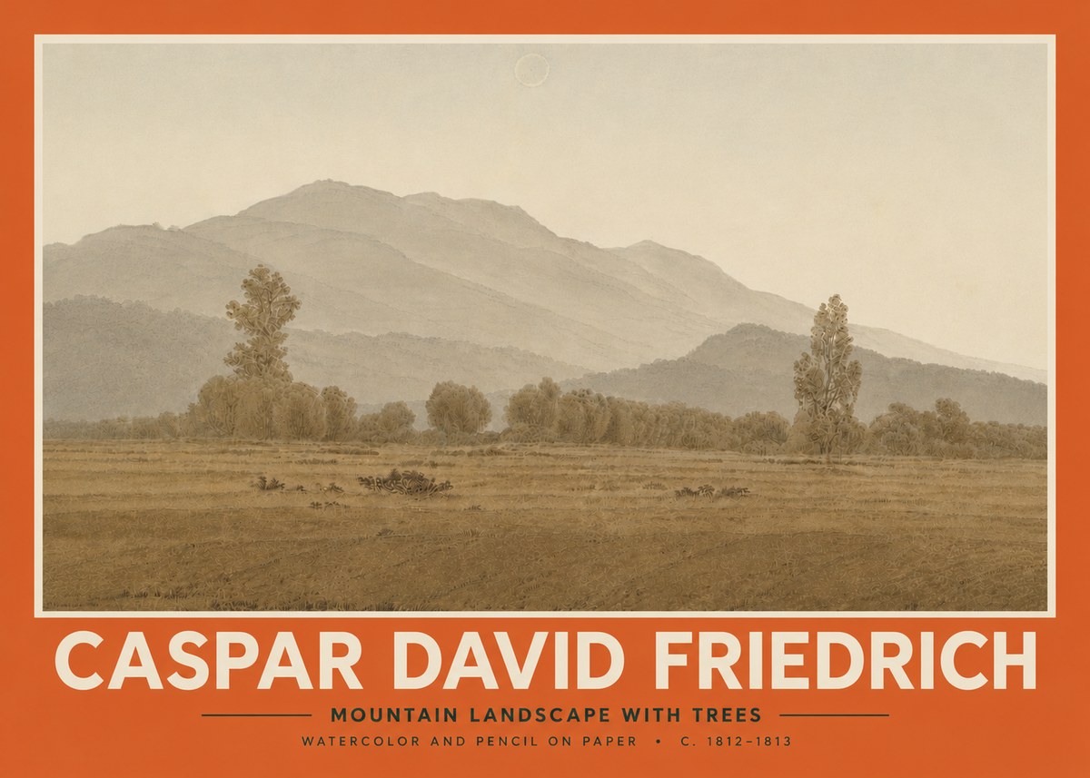 Caspar David Friedrich Mountain Landscape with Trees No5 - Plakat