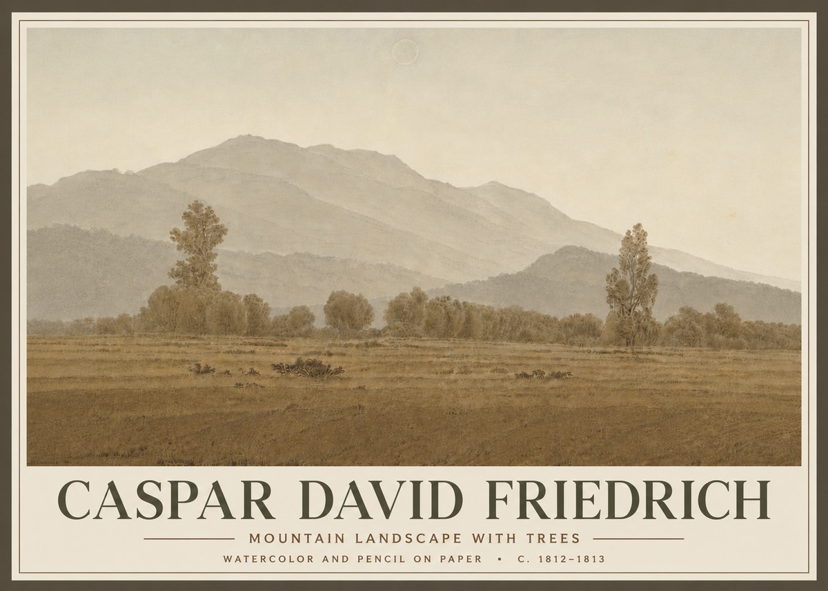 Caspar David Friedrich Mountain Landscape with Trees No6 - Plakat