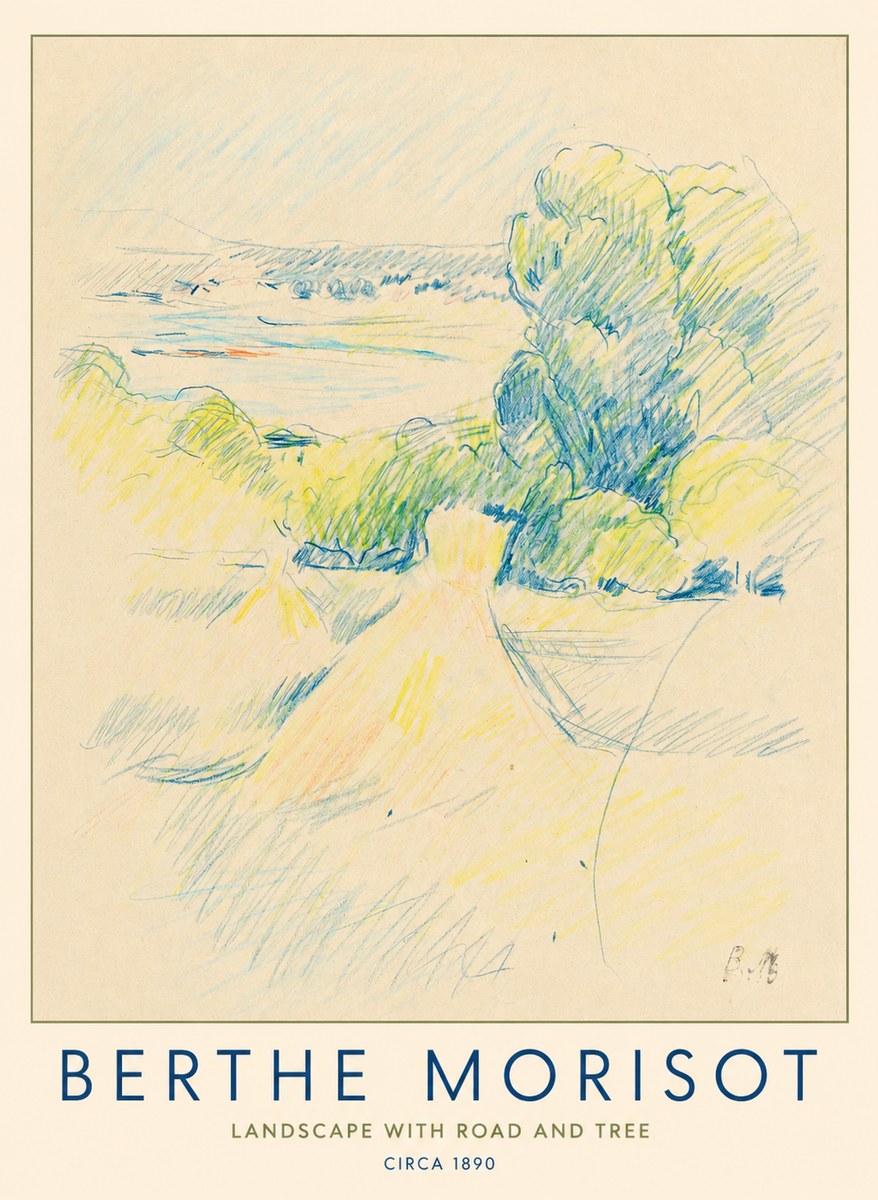 Berthe Morisot Landscape with Road and Tree No1 - Plakat