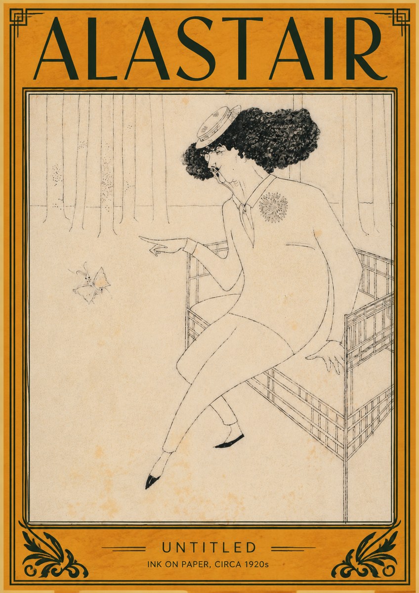 Alastair Lady with Butterfly No4 - Plakat