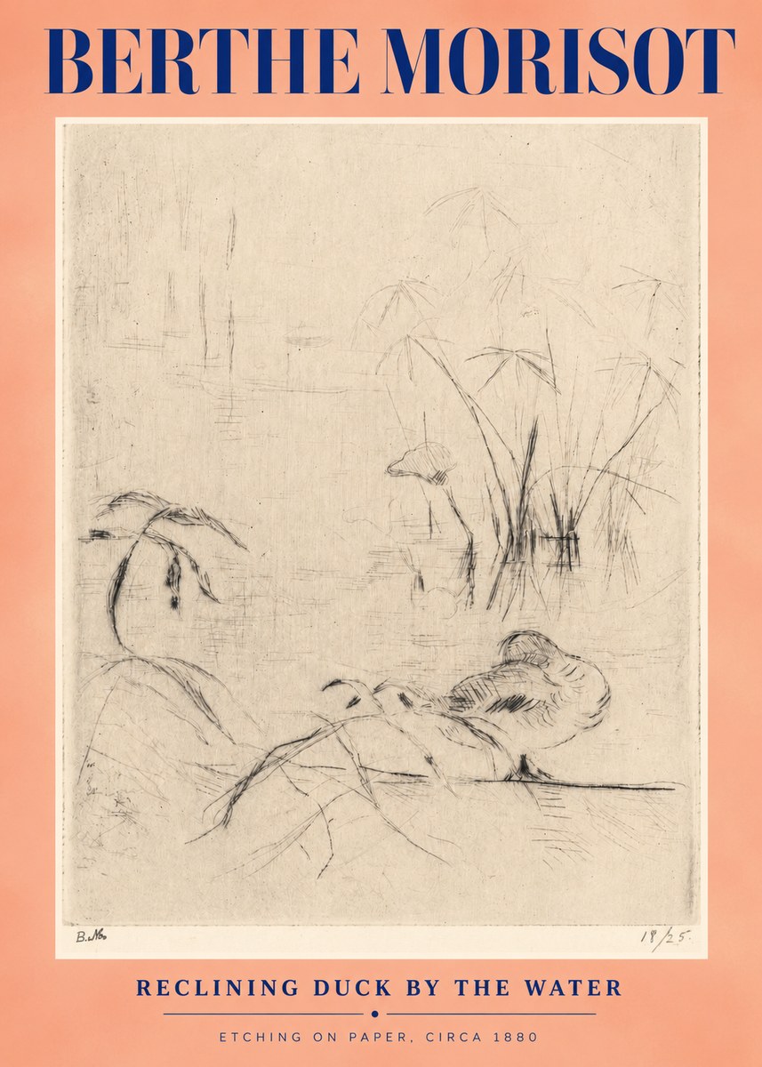 Berthe Morisot Reclining Duck by the Water No3 - Plakat