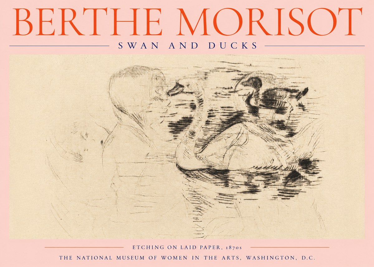 Berthe Morisot Swan and Ducks No2 - Plakat