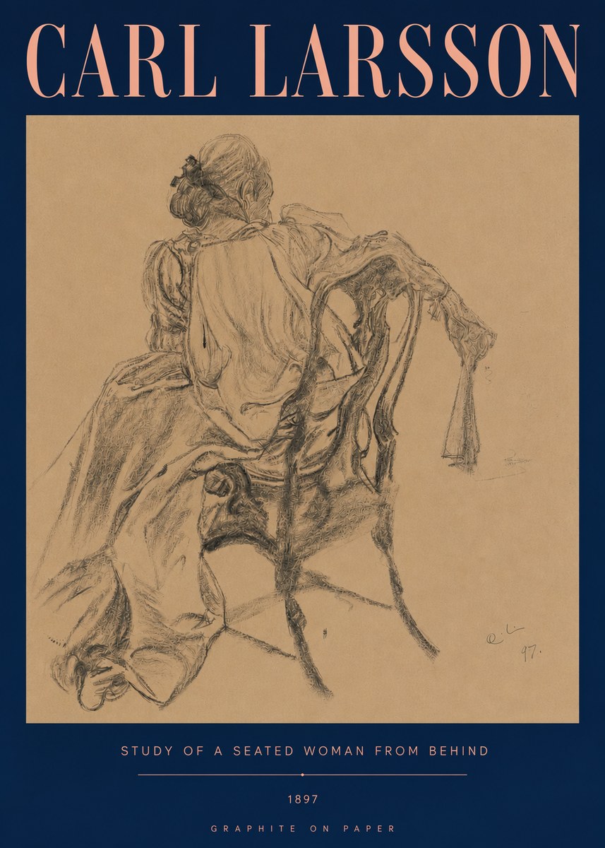Carl Larsson Study of a Seated Woman from Behind No5 - Plakat