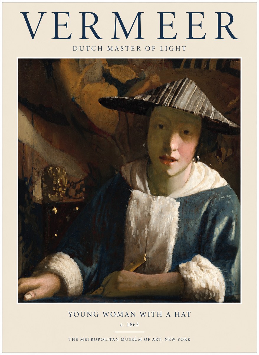 Vermeer Young Woman with a Hat No1 - Plakat