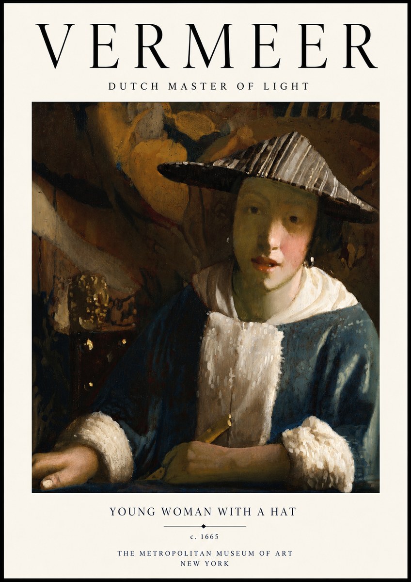 Vermeer Young Woman with a Hat No3 - Plakat